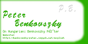 peter benkovszky business card